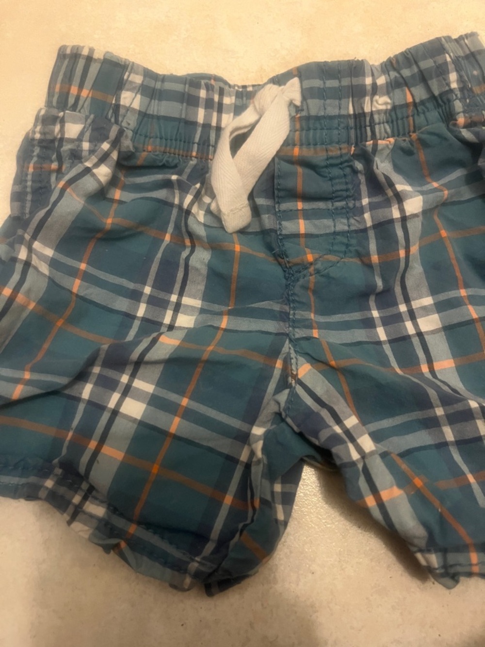 Carter's Teal Plaid Pull-On Shorts with Drawstring